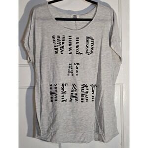 Old Navy‎ Womens XL Wild At Heart Zebra Graphic Tee Gray Short Sleeve Scoop Neck